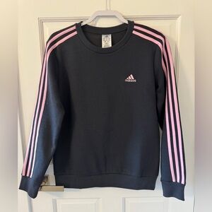 Adidas Black and Pink Sweatshirt Size Medium